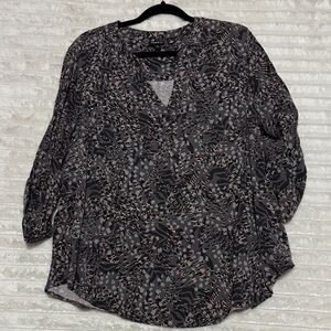 Torrid Black and Pink Patterned Blouse